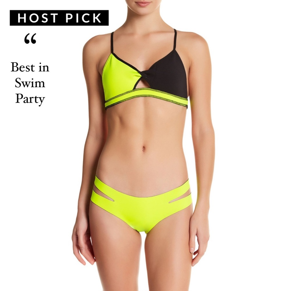 INDAH Bikini Neoprene Neon SwimSuit Top Large